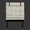 Comfortable White Upholstered Single Sofa With Wooden Legs And Rolled Back Design 3d model