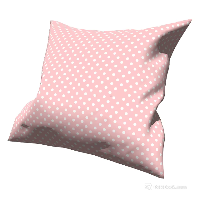 Pink Decorative Pillow With White Polka Dots For Home Sofa Decoration 3d model 