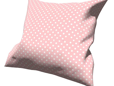 Pink Decorative Pillow With White Polka Dots For Home Sofa Decoration 3d model