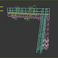 Industrial Building Metal Platform Structure With Railing Ladder And Supports 3d model