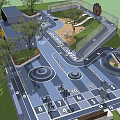 Outdoor Children's Play Area With Colorful Play Structures Green Trees And Safe Playground Design