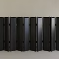 Black Folding Screen With Multiple Panels Against Light Colored Wall And Light Floor 3d model