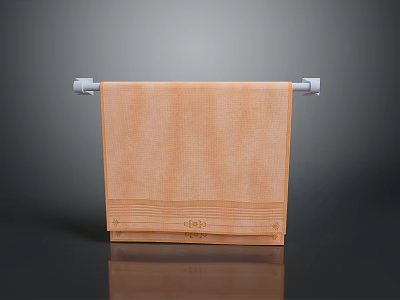 Wooden Towel Hanger For Daily Necessities With Metal Rod And Smooth Surface 3d model