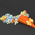 Orange Welcome Cone With Scattered Colorful Blue Yellow Orange Particles