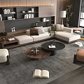 Modern Living Room Sofa And Coffee Table Set With Cushions Wooden Table And Area Rug