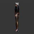 Two Female 3D Character Models Front Back View With Tight Costume And Hat Design 3d model