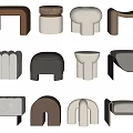 Modern sofa stool low stool combination 3d model
