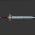 Ornate Fantasy Sword With Blue Blade Red Wrapped Hilt And Sharp Edge