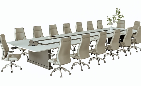 Modern Conference Table and Chair Combination Rotating Office Chair Conference Table 3d model