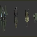 Futuristic Water Transport Vehicles With Sleek Designs And Green Red Accents