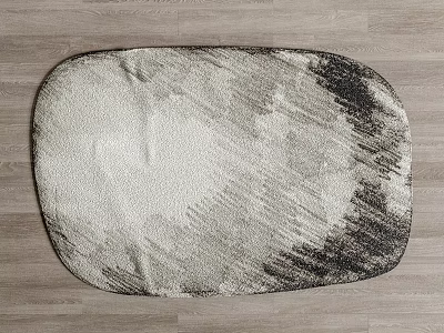 Modern Shaped Rug With Gray White Textured Design For Home Interior Decor 3d model