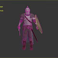 Medieval Knight in Full Body Armor With Shield Sword and Helmet