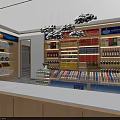 Modern Tobacco and Liquor Store Interior With Wooden Shelves Alcohol Bottles Display And Front Counter