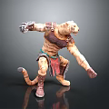 Tiger Humanoid 3D Character Model With Armored Warrior Pose And Clawed Hands Design