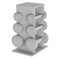 Modern Sports Equipment with Black Silver Dumbbell Rack and Wooden Handle Dumbbells