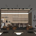 Café Interior Design with Wooden Walls Coffee Machine and Bean Displays Seating Area