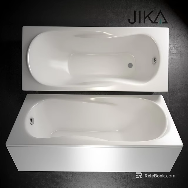 Modern White Bathtub With Ergonomic Design Smooth Surface And Drain Hole 3d model 