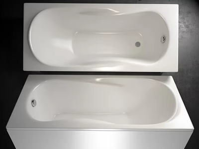 Modern White Bathtub With Ergonomic Design Smooth Surface And Drain Hole 3d model
