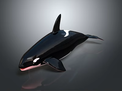 Black and White Orca Marine Animal Swimming Gracefully in Ocean Waters 3d model