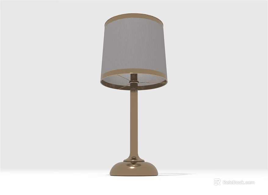 Modern Table Lamp With Gold Base And Gray Fabric Lampshade For Living Room 3d model 