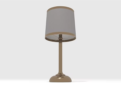 Modern Table Lamp With Gold Base And Gray Fabric Lampshade For Living Room 3d model