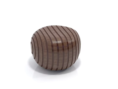 Modern Wooden Spherical Stool with Striped Surface Design for Home Decor 3d model