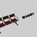 Three Seat Outdoor Chair With Red Cushions And Black Metal Frame