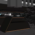 Modern Black Kitchen Interior Design With Island Counter Cabinets And LED Lighting