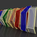 Colorful Modern Geometric Activity Passageway With Arched Multi layered Lines And Reflective Floor