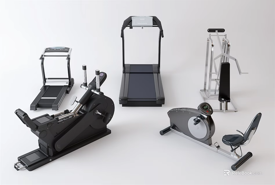 High Quality Fitness Equipment Collection Featuring Treadmill Elliptical Exercise Bike And Strength Machines 3d model 