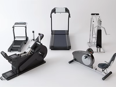 High Quality Fitness Equipment Collection Featuring Treadmill Elliptical Exercise Bike And Strength Machines 3d model