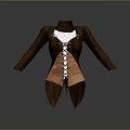 Vintage Brown Corset With Orange Front Lacing And Long Sleeves Design