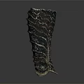 Pair of Medieval Black Leg Armor With Wavy Textured Patterns And Metallic Finish