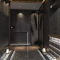 Japanese Restaurant Interior With Pink Cherry Blossoms White Lanterns Wooden Counter And Orange Seats