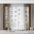 Modern Sheer And Linen Curtains For Living Room Window With Green Plants And Carpet