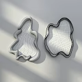Two Black Irregular Shaped Mirrors on White Background with Light Shadow Effect 3d model