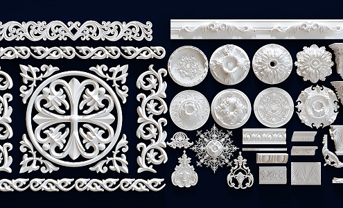 European-style carved classical gypsum carved components 3d model