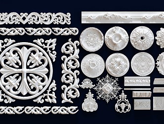 European-style carved classical gypsum carved components 3d model