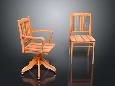 Modern Wooden Leisure Chairs Featuring Armrest Swivel Base And Simple Design 3d model
