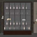 Modern Wine Cabinet With Glass Doors And Shelves For Wine Bottles And Glasses