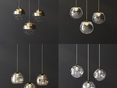 Modern Decorative Pendant Lights With Geometric And Spherical Glass Metallic Designs 3d model