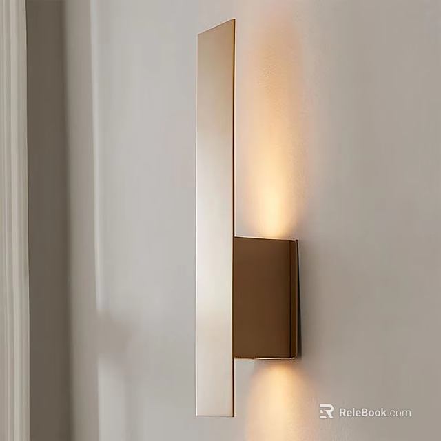 Elegant Modern Brass Wall Sconce With Soft Warm Light For Living Room Interior Design 3d model 