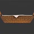 Household Woven Basket With Light Linen Lining And Brown Rattan Handles