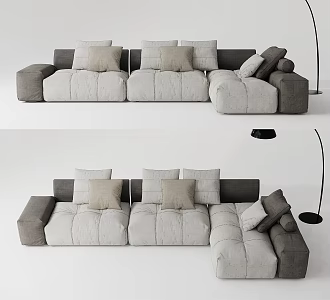 Modern corner sofa multi-person sofa leisure sofa pillow floor lamp 3d model
