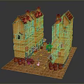 Charming European Town Scenery With Yellow Buildings Red Roofs Brick Street And Wooden Barrels