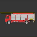 Red Fire Truck With Yellow Ladder And Blue Emergency Lights
