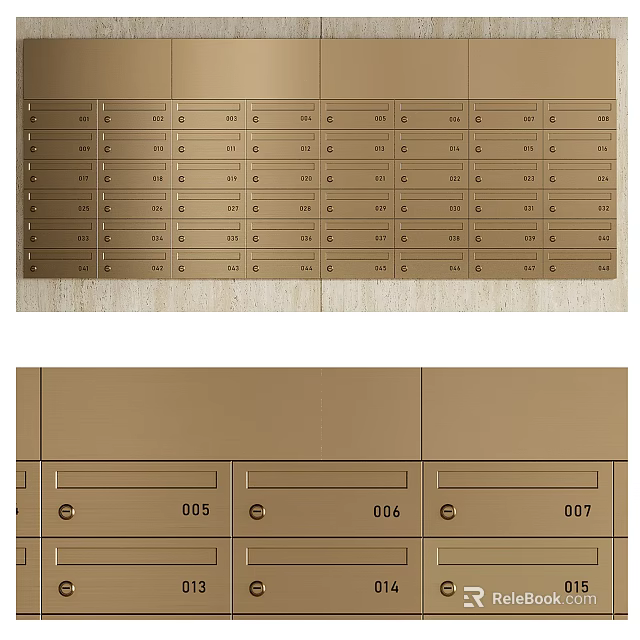 Public Facility Community Mailboxes With Numbered Compartments And E Markers Arrangement 3d model 