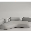 Modern Irregular Shaped Sofa with Curved Design and Soft Gray White Cushions 3d model