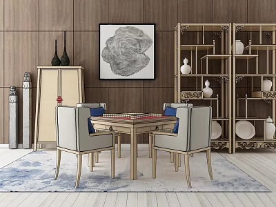 Mahjong tables and chairs 3d model