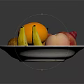 Fresh Assorted Fruits On Blue White Patterned Plate With Apples Oranges Bananas And Kiwi